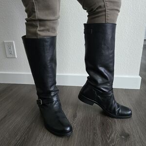 J.Crew Women's Black Leather Knee High  Riding Boots with Buckle
